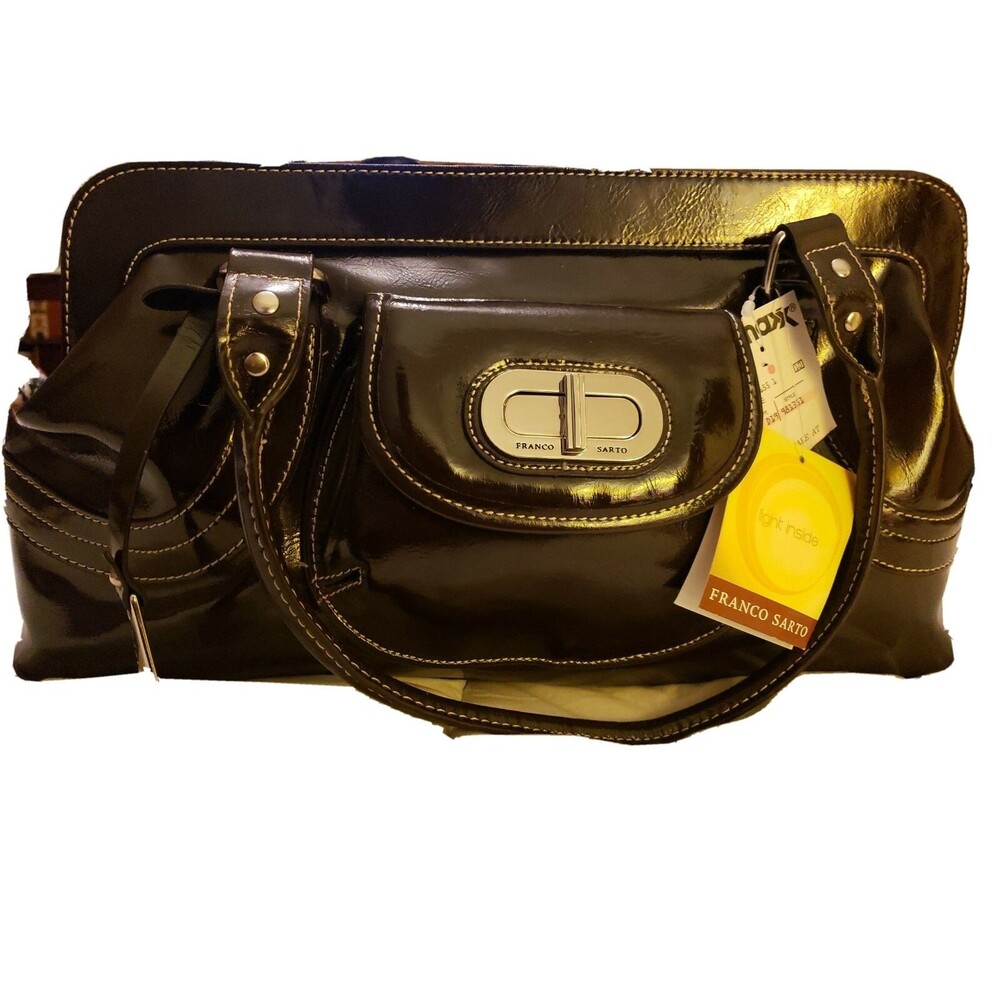 Franco Sarto Redish Brown Patent Leather Shoulder Bag Medium Size